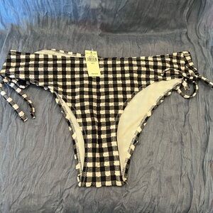Aerie Black and White Checkered Bikini Bottom
